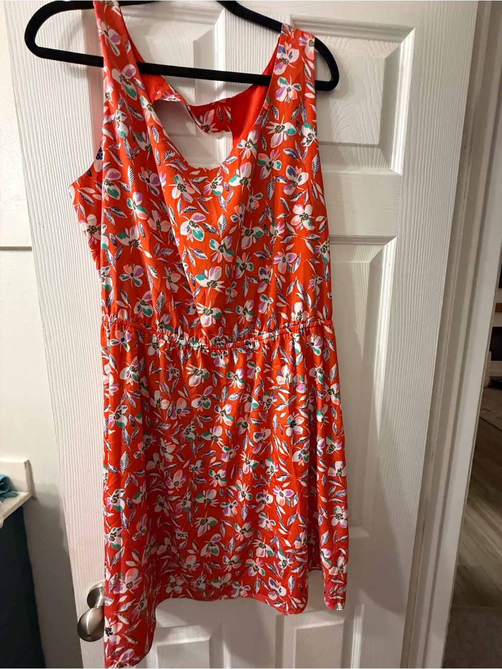GAP Bright Orange Floral Sleeveless Mini Dress
